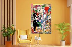 balloon girl print pop art canvas print love wall art banksy balloon girl graffiti urban street art love pop art canvas