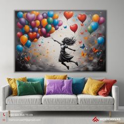 balloon flying girl balloon gift butterfly print banksy graffiti poster poster banksy graffiti wall art street art canva