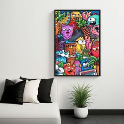 graffiti wall art, canvas wall art, canvas painting, wall design, street art, cartoon