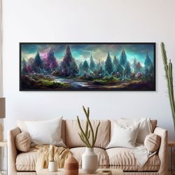 high fantasy forest wall art, ready to hang canvas print, panoramic art, fantasy rpg concept art