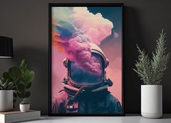 beautiful astronaut exploring universe canvas wall art - modern home artwork decoration for living room bed room