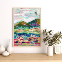 colorful landscape art, large forest art print, large canvas print