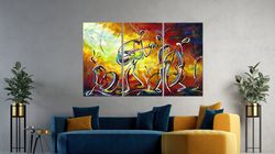 jazz band background,linear silhouette of people,colorful work,jazz band,musical design,canvas painting, wall decor, can