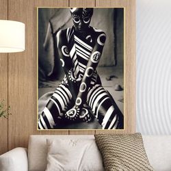 tribal beauty , printable african wall art , printable african art , printable wall art, digital prints,  print extra la