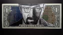 heisenberg money art drawing genuine 1 dollar bill signed by bear movie poster