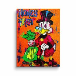 canvas picture duck portrait money success motivation business money first xxl motif with premium frame dotcomcanvas