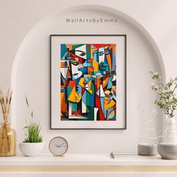 abstract people art print for home and office wall art decor