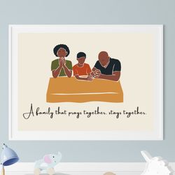 black family wall art, praying family poster