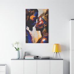 black king and queen love abstract art - romantic and regal home decor
