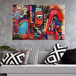 abstract geometric people colorful graffiti wall art decor canvas prints living room