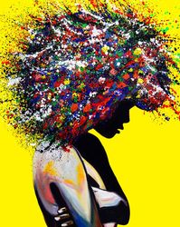 african american art, afro woman pop art large wall art painting print living room wall art, modern wall art