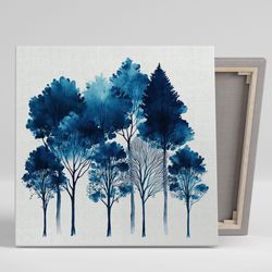 blue tree wall art, canvas or poster, home decor, blue tree art, modern wall art , blue tree canvas art,