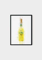 106 limoncello liqueur bottle canvas - bar painting, wall art print alcohol bottle - limoncello liqueur painting -alcoho