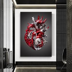 motor heart canvas , motor painting , motor wall art , car painting , car engine poster , mechanical painting , heart po