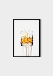 110 whisky glass canvas - whiskey glass wall art print - wall art print whisky - whisky painting , whiskey canvas ,canva