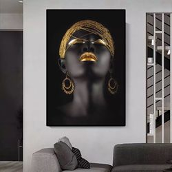 188 african inspired canvas - modern african woman wall art - african canvas print , portrait of african girl , modern d