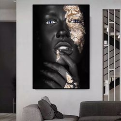 189 african inspired canvas - modern african woman wall art - african canvas print , portrait of african girl , modern d