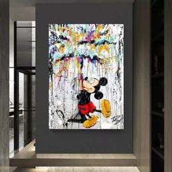 mickey mouse pop art canvas - pop culture painting - pop art decoration - mickey pop art painting - disney wall art - di