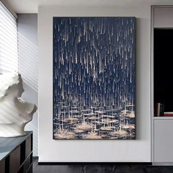 abstract rainy cityscape oil painting on canvas large original rain water droplet landscape acrylic painting living room