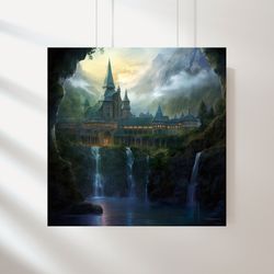 rivendell night rivendell landscapes of rivendell forests mountains and castles of rivendell digital printing fantasy