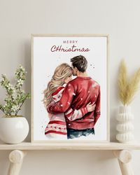 christmas love print, gift for beloved, gift for him, gift for her, christmas art, couple gift, anniversary gift, couple