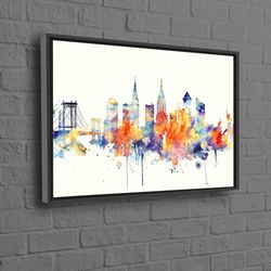 cityscape painting, landscape wall art, abstract canvas, new york skyline wall art, colorful canvas art, city canvas, vi