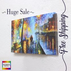 colorful table, couple canvas, romantic canvas, abstract wall art, modern canvas, rainy day canvas, city landscape canva