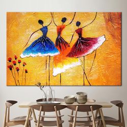 dancers women art, black woman art canvas, modern art, dancers artwork, ballet art, oil painting print, ballerina canvas