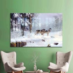 glass, mural art, glass wall decor, forest landscape wall decor, wolf tempered glass, landscape wall decoration, three w