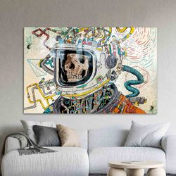 wall decoration, glass wall decor, wall decor, modern wall decoration, skull graffiti glass art, abstract glass decor,