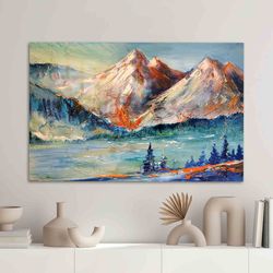 mural art, tempered glass, glass wall art, abstract mountain painitng, mountain landscape glass, mountain wall decoratio