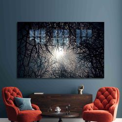 wall decoration, tempered glass, wall decor, moonlight, forest landscape wall decor, moonlight wall decor, landscape wal