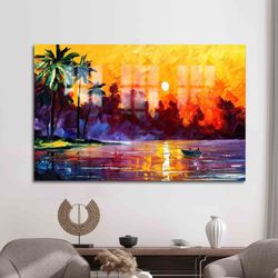 mural art, wall decoration, glass wall decor, abstract landscape glass decor, view glass wall art, abstract sun glass wa