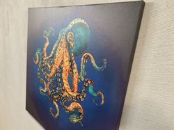 octopus, modern art canvas, contemporary art, luxury art, trendy canvas art, octopus canvas art, gold wall decor, animal