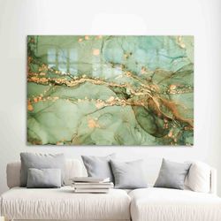 mural art, glass, wall decoration, green and gold marble, abstract wall art, luxury marble tempered glass, green marble