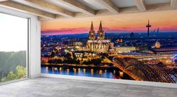 wall paper peel and stick,cathedral mural,city landscape wall art,3d wall paper,paper wall artsunset wall decor,