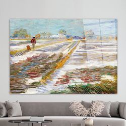 landscape with snow,landscape with snow glass decor,wall decoration,glass wall decor,wall decor,van gogh glass wall art,