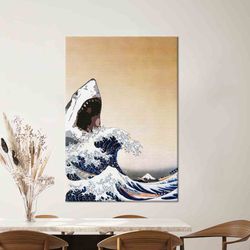 wave art canvas, abstract wall hanging, home decor canvas, modern art, large canvas art, shark wall hanging, bridesmaid