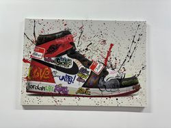 wall decor, shoes graffiti canvas print, custom canvas, canvas, jordan shoe hype sneaker, jordan shoes canvas decor, mod