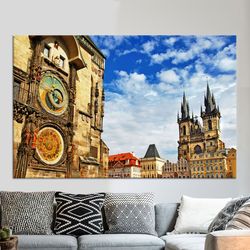 landscape canvas decor, painting on canvas, wall decor, prague city landscape, oversized wall art, prague cityscape wall