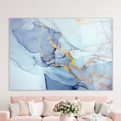 mural art, glass art, tempered glass, blue tones marble, blue marble wall decor, gold marble tempered glass, shimmery gl