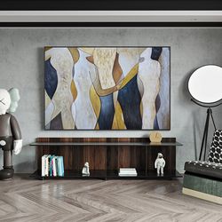 Original Abstract Canvas Wall Art, Large Geometric Figure Acrylic Painting on Canvas,Modern Minimalist Artwork for Livin