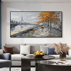 paris painting on canvas, original art, eiffel tower painting, large wall art abstract art, landscape, cityscape paintin