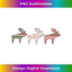 3 nordic moose with scandinavian patterns long sleeve - sublimation-optimized png file - rapidly innovate your artistic vision