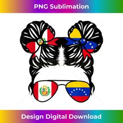 Half Peruvian Half Venezuelan Girl Peru Kids Heritage - Minimalist Sublimation Digital File - Chic, Bold, and Uncompromising