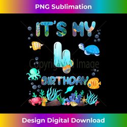 it's my 4th birthday boy sea fish ocean animals aquarium - exclusive png sublimation download