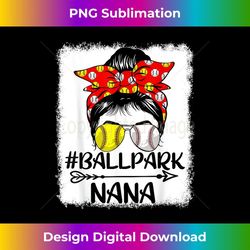 messy bun hair ballpark nana softball baseball mother's day - retro png sublimation digital download