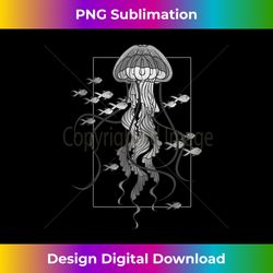 jellyfish with fishes graphic in sea 1 - vintage sublimation png download