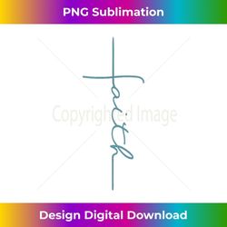 teal faith cross cursive christian symbol 3 - instant sublimation digital download