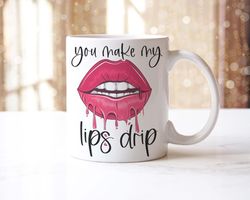 coffee lovers lips drip coffee mug and coaster gift set novelty joke rude mug tea coffee cup